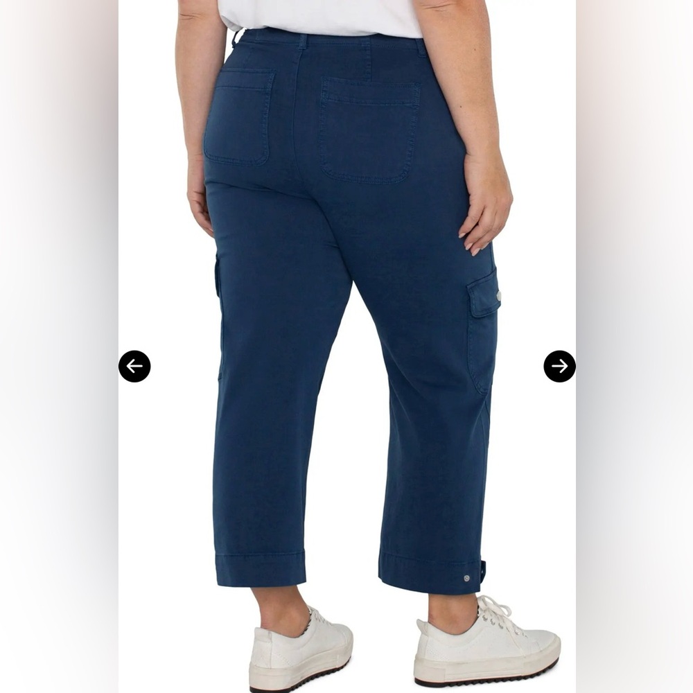 Liverpool Los Angeles Utility Cargo Crop Pants Indigo Blue Stretch Petite 14P
